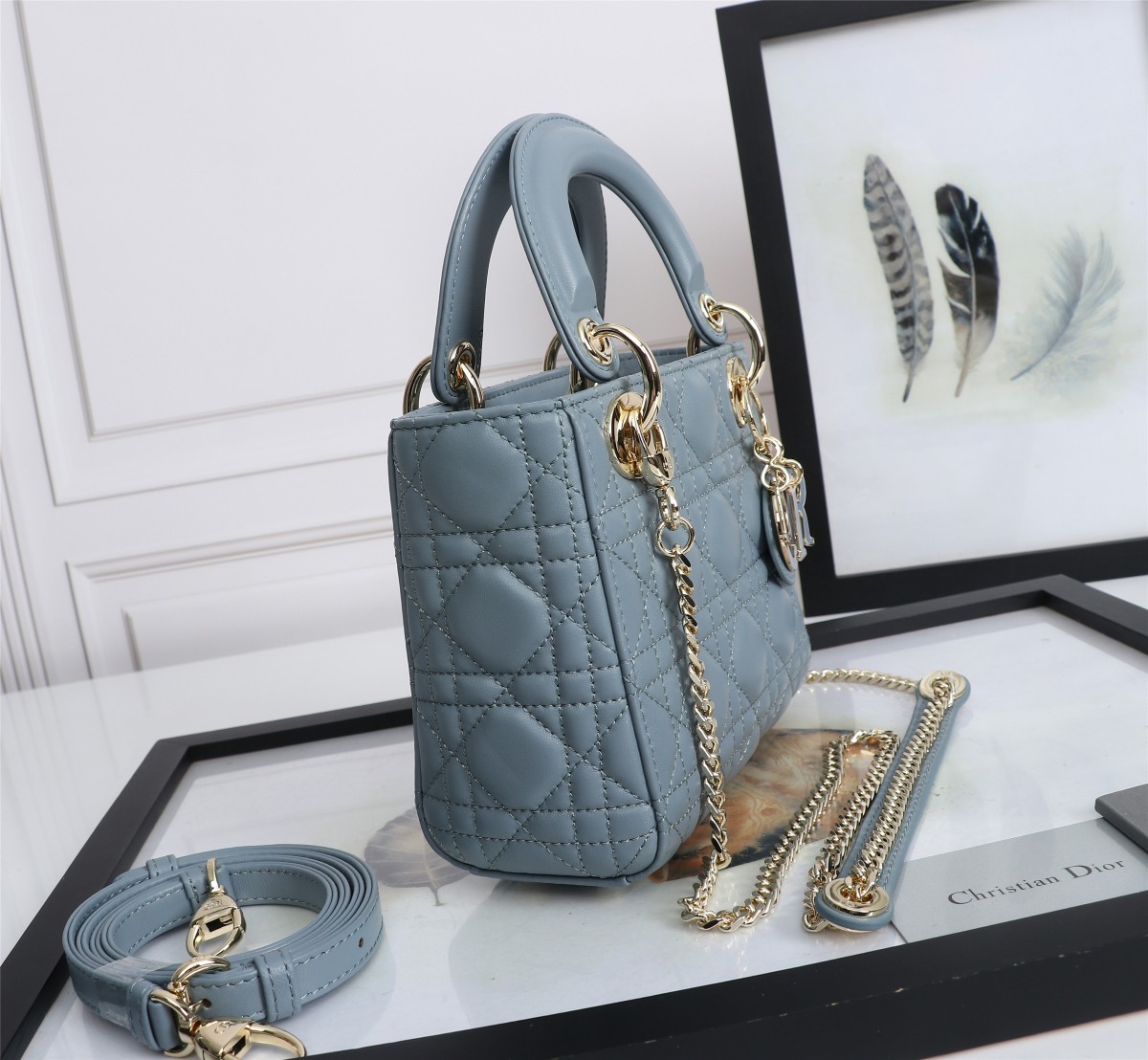 Mini Lady Dior Bag Sky Blue Cannage Lambskin